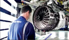Rolls Royce engineer inspecting the Trent XWB, designed to be the most efficient, large, aero gas turbine 